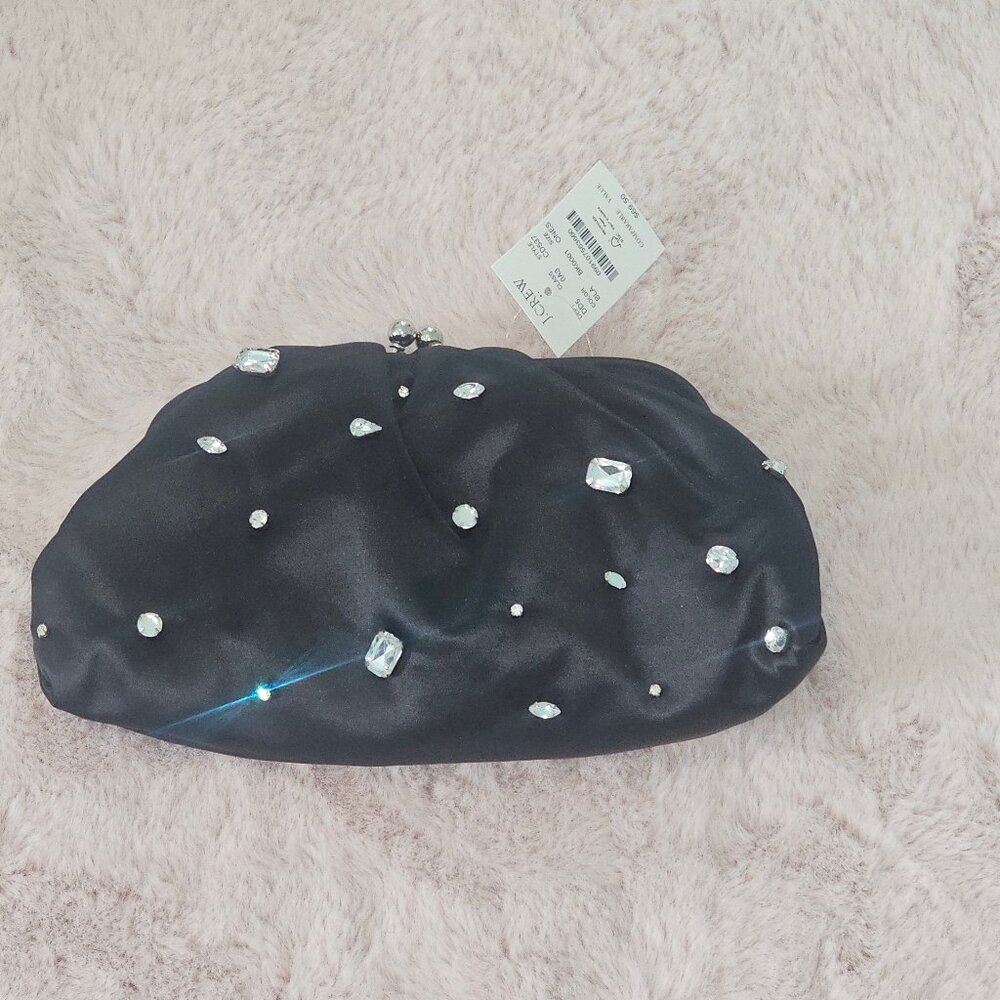 J.Crew Satin Clutch with Rhinestones with Strap